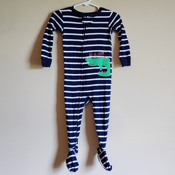 Carter's Boys Alligator Footed Pajamas Snug Fit Cotton Size 18 Months - Picture 1 of 7